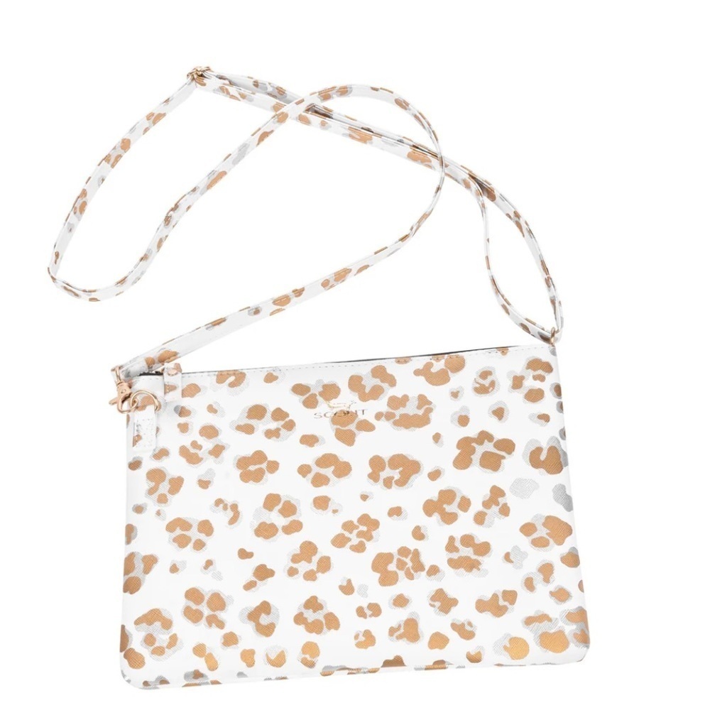 Scout Abby Kitty Glitter White & Gold Leopard Crossbody Bag